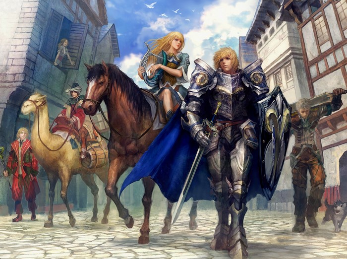 Silkroad Online characters in a medieval town