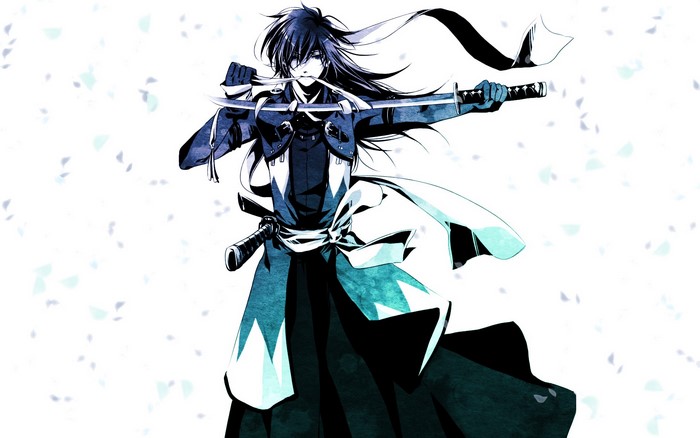 Saito Hajime from Hakuouki with a sword