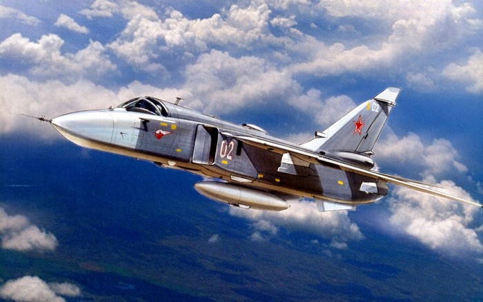 Painting of a Soviet Sukhoi Su-24 Fencer fighter jet
