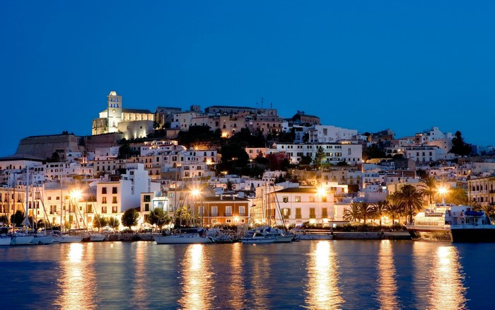 Ibiza Old Town at Dusk with Harbor