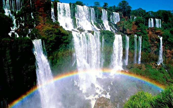 Iguazu Falls with a rainbow