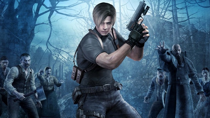 Leon S. Kennedy from Resident Evil 4 fighting zombies