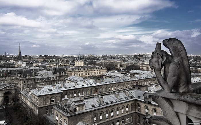 Gargoyle overlooking Paris, France