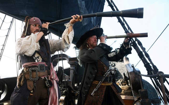 Captain Jack Sparrow and Captain Barbossa from Pirates of the Caribbean