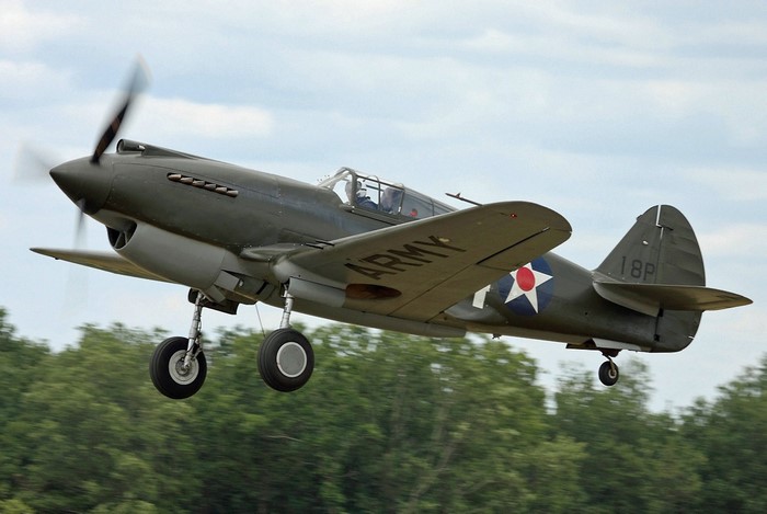 Curtiss P-40 Warhawk airplane in flight
