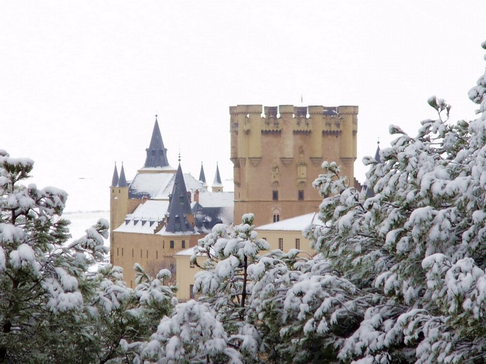 Alcazar de Segovia Spain in the snow