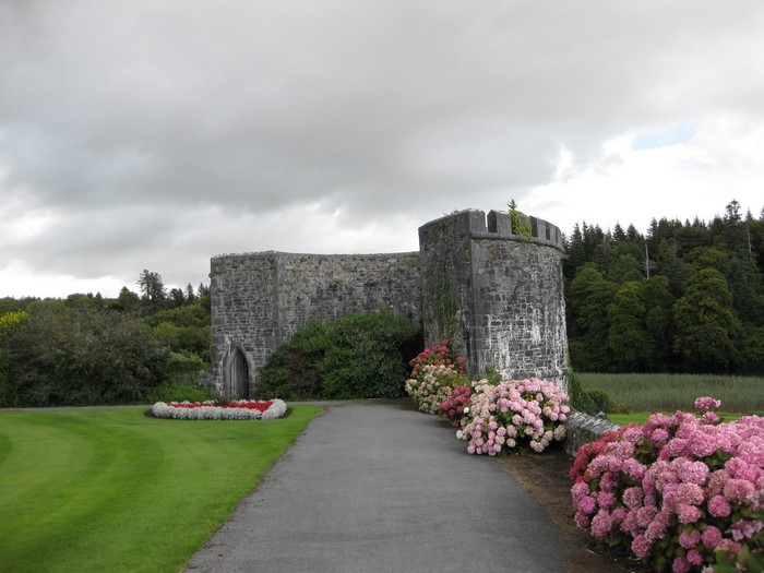 Ashford Castle Ireland stone structure with flowers
