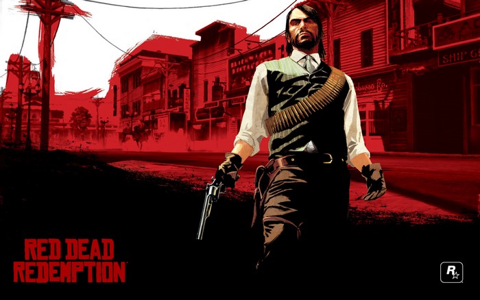 John Marston from Red Dead Redemption in a town