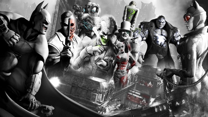 Batman and villains from Batman: Arkham City