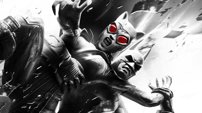 Batman and Catwoman fighting