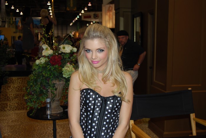 Jana Jordan in a polka dot corset