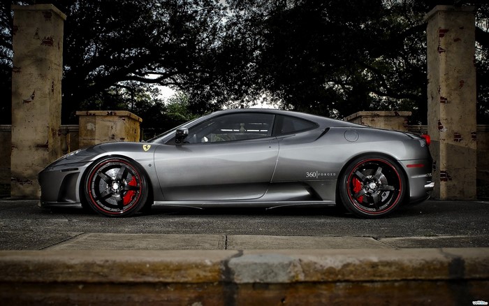 Silver Ferrari 360 Forged parked outdoors