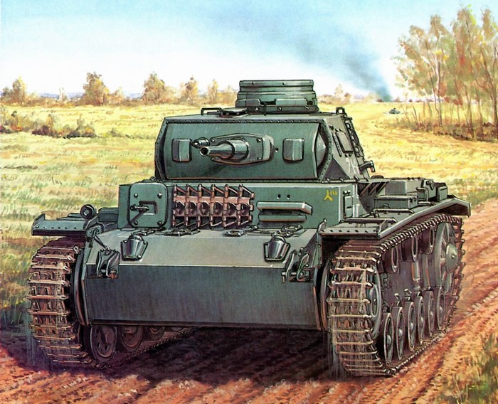 German Panzer III tank in a field