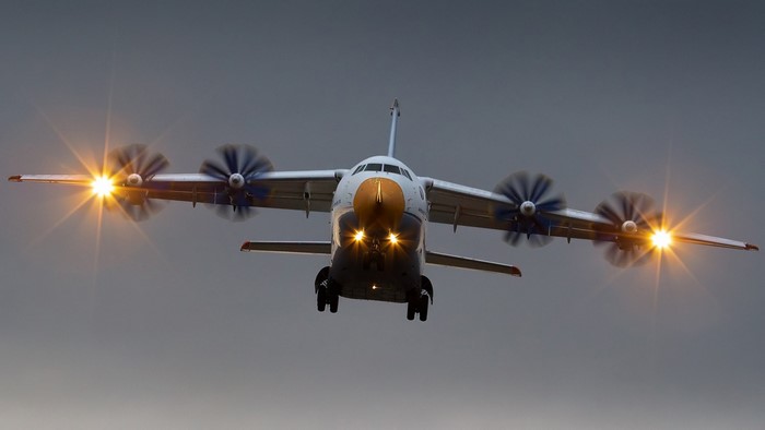 Antonov An-70 turboprop aircraft in flight