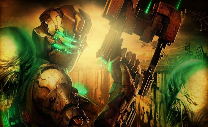 Isaac Clarke from Dead Space holding a weapon