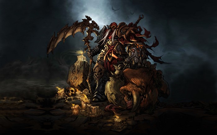 War from Darksiders with a scythe and a creature