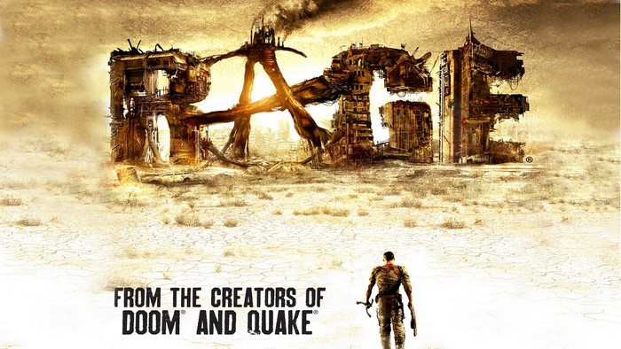 Rage video game title with post-apocalyptic landscape