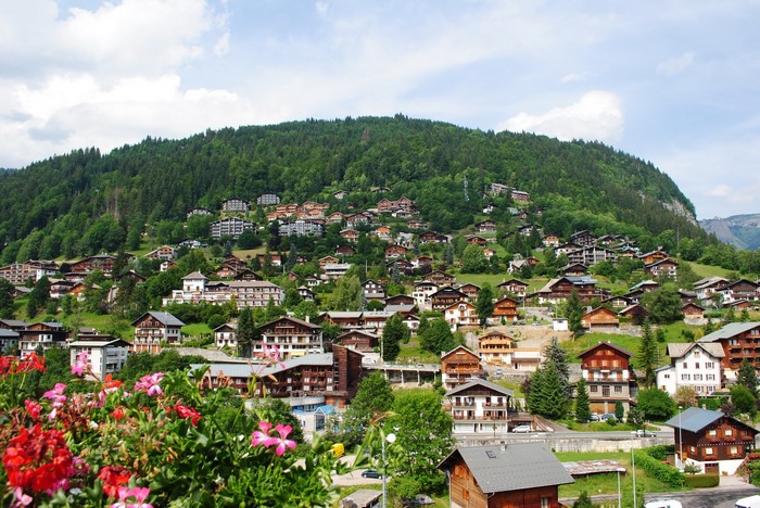 Morzine, France: Alpine village nestled on a forested mountainside
