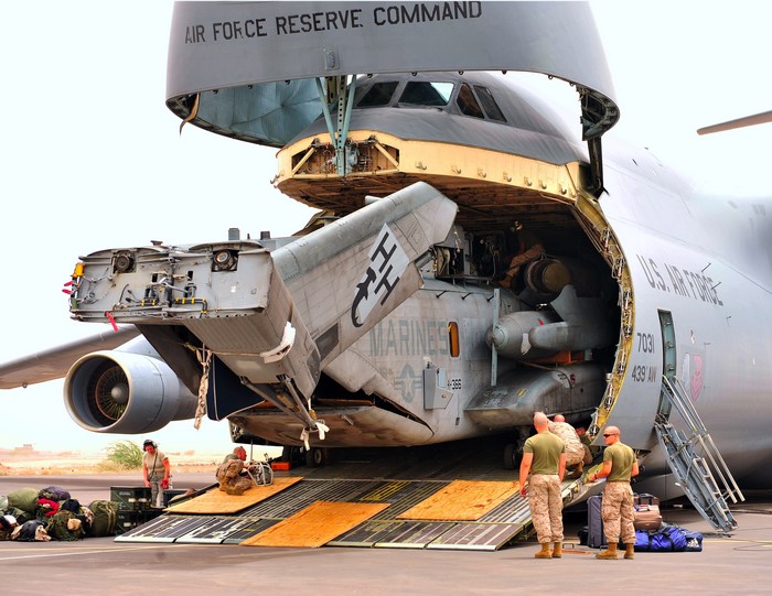 US Air Force C-5 Galaxy loading helicopter