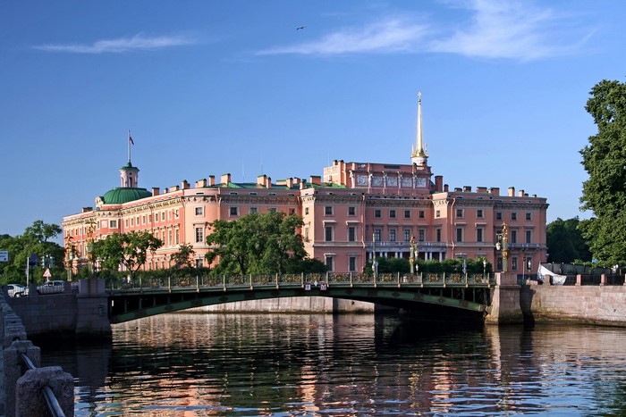 Mikhailovsky Castle on a sunny day in St. Petersburg