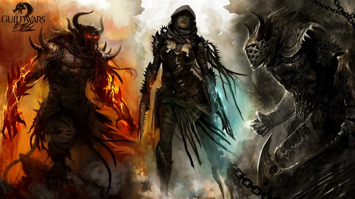 Guild Wars 2 Three Demons and a Hooded Figure
