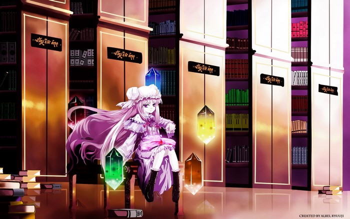 Alice Margatroid from Touhou Project in a library