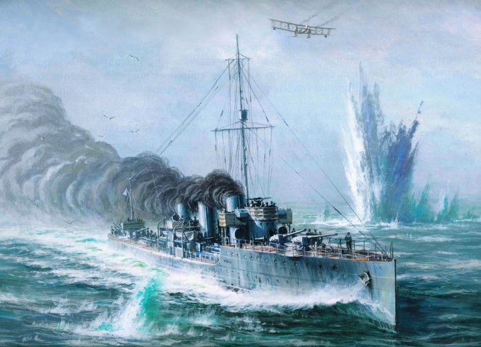 Painting Art of a Destroyer in Battle