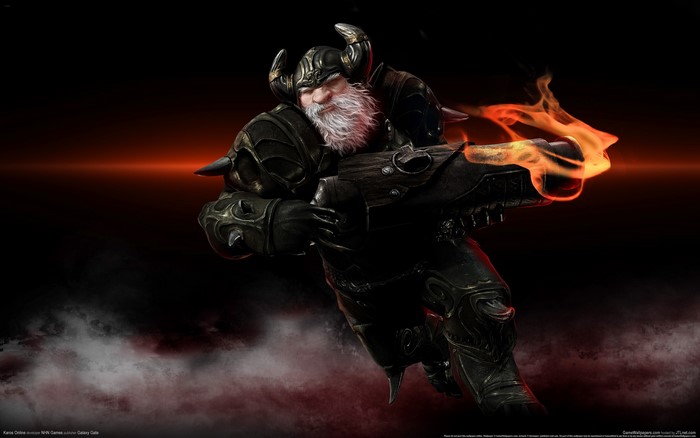 Dwarf warrior with a flamethrower from Karos Online