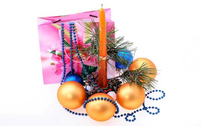 Christmas Decorations with Candle and Gift Bag
