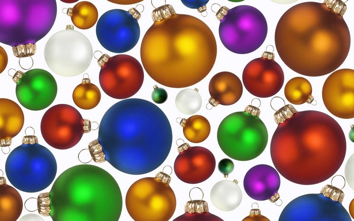 Christmas ornaments in various colors