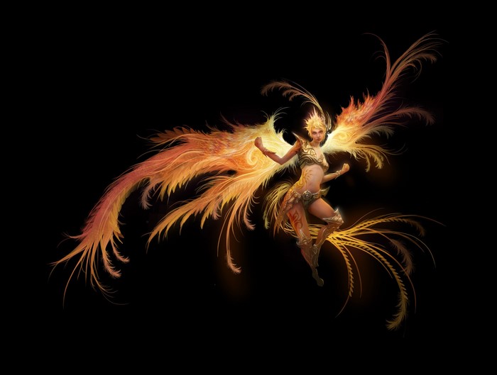 Phoenix woman with fiery wings