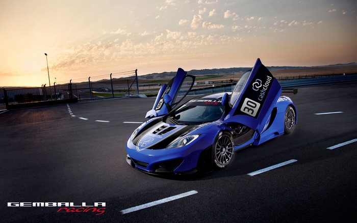 Gemballa Racing McLaren with opened doors on a racetrack