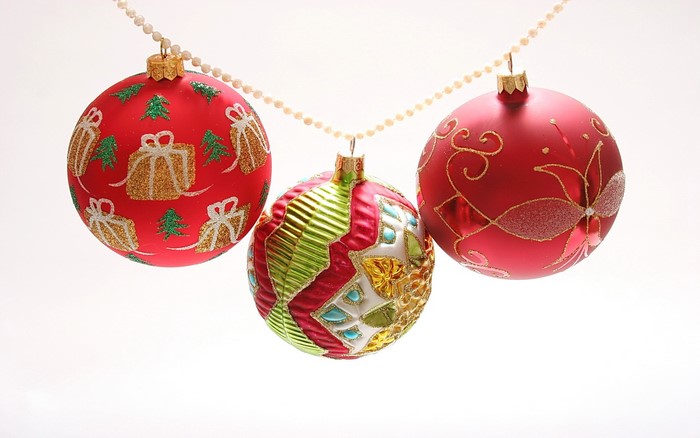 Christmas ornaments on a string