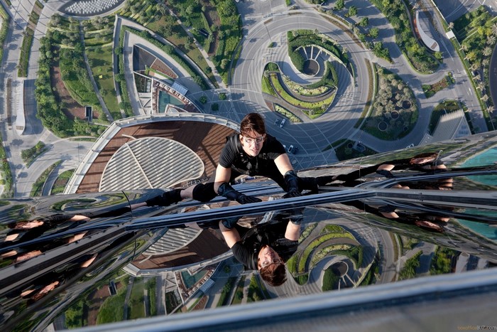 Tom Cruise climbing the Burj Khalifa for Mission: Impossible