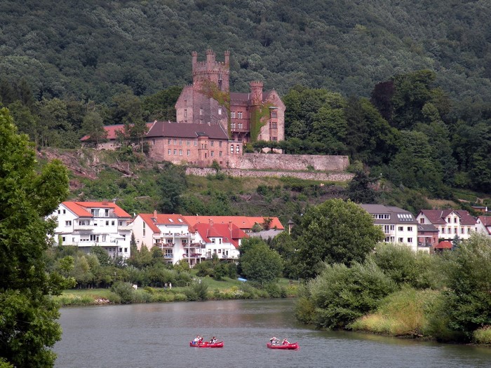 Mittelburg castle above a river in Germany