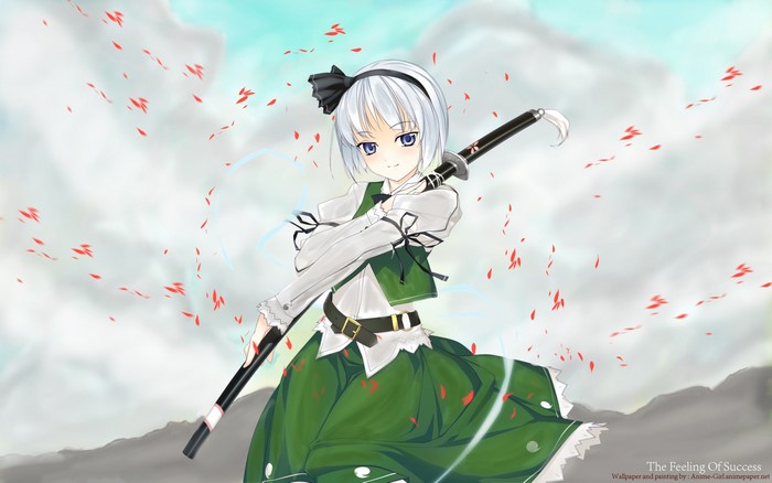 Youmu Konpaku from Touhou Project holding a sword