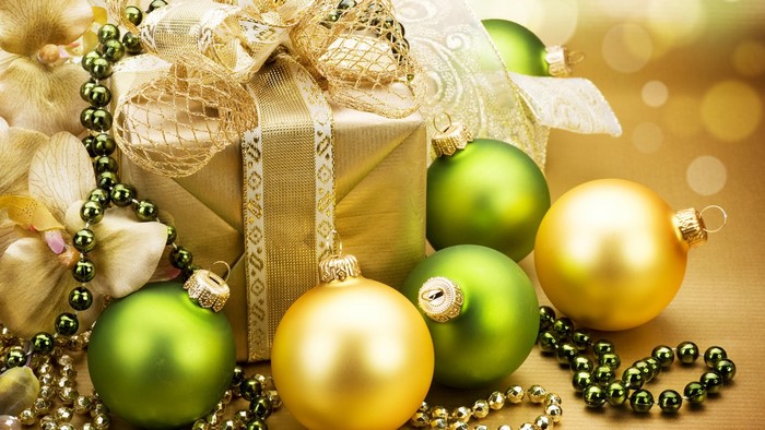 Christmas gift with ornaments and beads