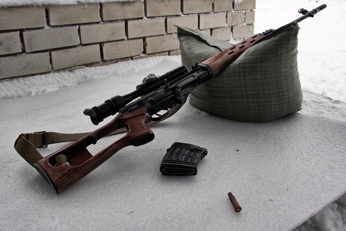 SVD sniper rifle with magazine and cartridge