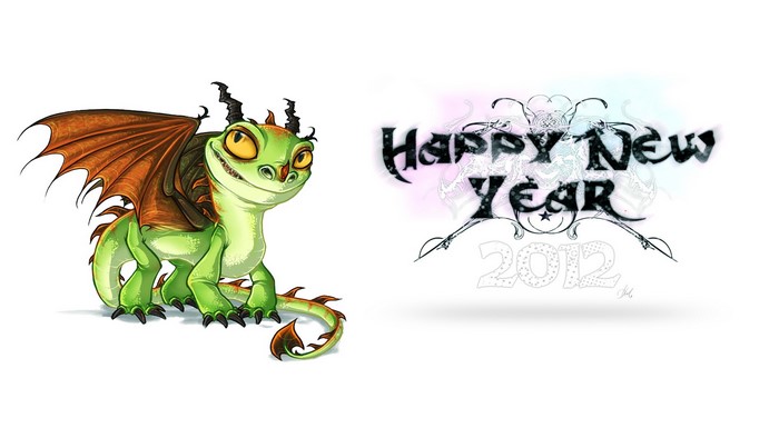 Happy New Year 2012 dragon illustration