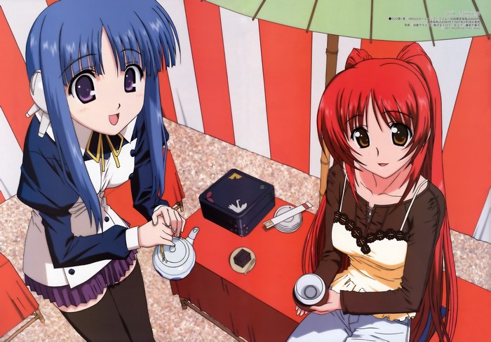 Two girls from To Heart at a tea party