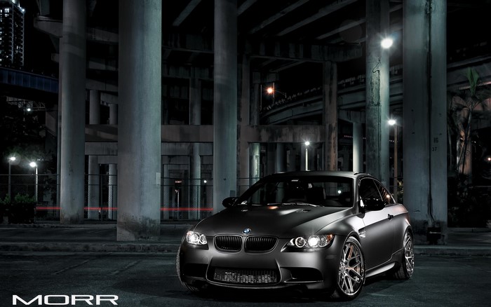 Matte black BMW M3 coupe with MORR wheels