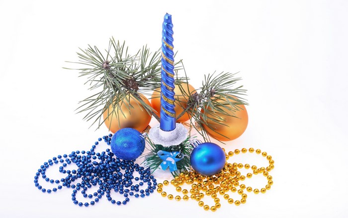 Christmas Decorations with Candle and Ornaments
