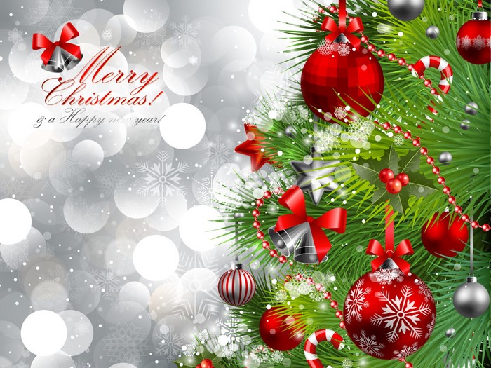 Merry Christmas and Happy New Year greeting card