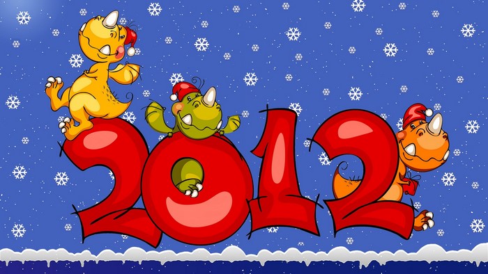 Dinosaurs celebrating New Year 2012