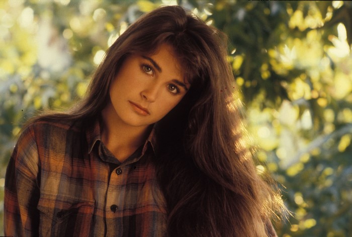 Demi Moore in a plaid shirt
