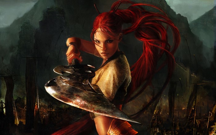 Nari from Heavenly Sword with a sword