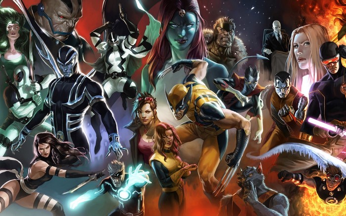 X-Men characters Wolverine, Cyclops, Colossus, and others