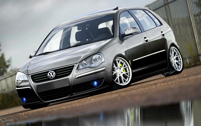 Modified Volkswagen Polo with custom wheels