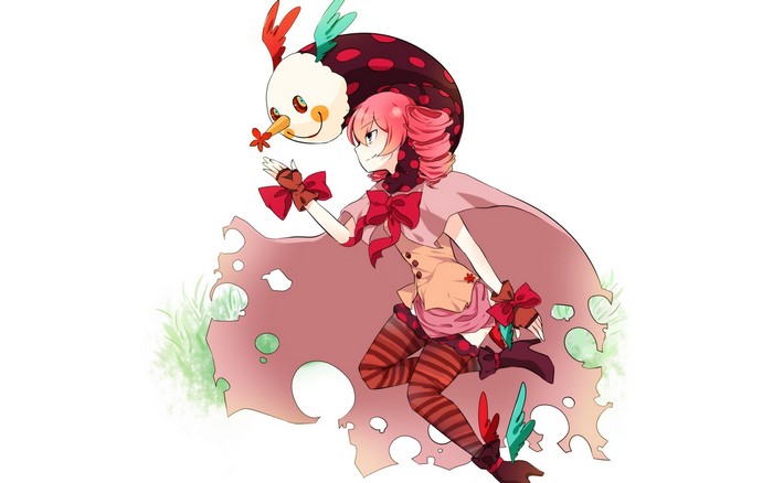 Girl with creature from Mahou Shoujo Madoka Magica