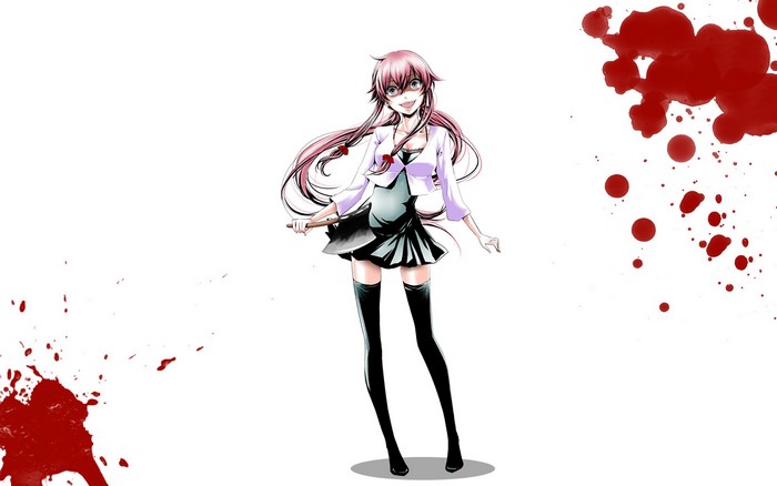 Yuno Gasai from Future Diary with blood splatters